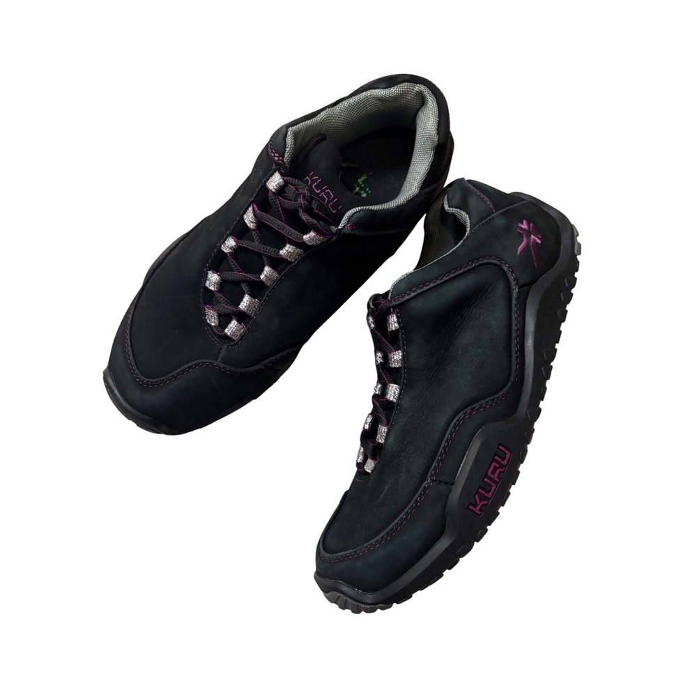 Kuru Chicane Hiking Shoes Womens 9 Wide Black Purple Leather Sneakers EUC